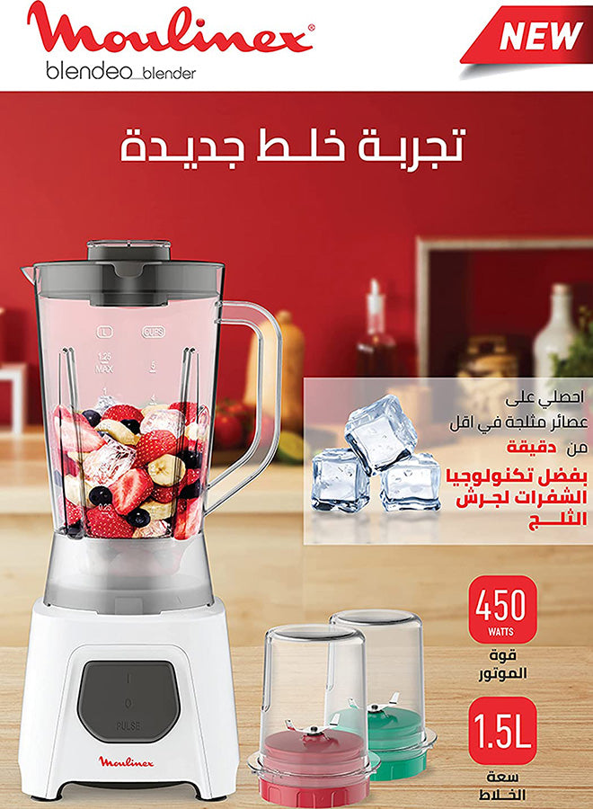 خلاط مولينكس بلينديو 450واط 1.5لتر مطحنة و كبة LM2B3126 أبيض
6224008208433