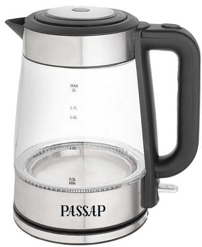 PASSAP Glass Electric Kettle 2.0 Liters Black 0745178353465