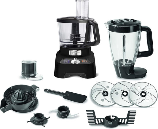 Moulinex FP824825 Double Force Food Processor 1000W 34 Functions 3L Bowl 2L Blender Manual Control Panel Easylock Safety System Black 6224008208037