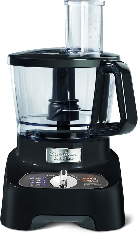 Moulinex FP824825 Double Force Food Processor 1000W 34 Functions 3L Bowl 2L Blender Manual Control Panel Easylock Safety System Black 6224008208037