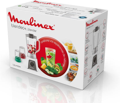 خلاط مولينكس بلينديو مع ملحقاته 1.5لتر 450واط أبيض LM2C3126 6224008208457