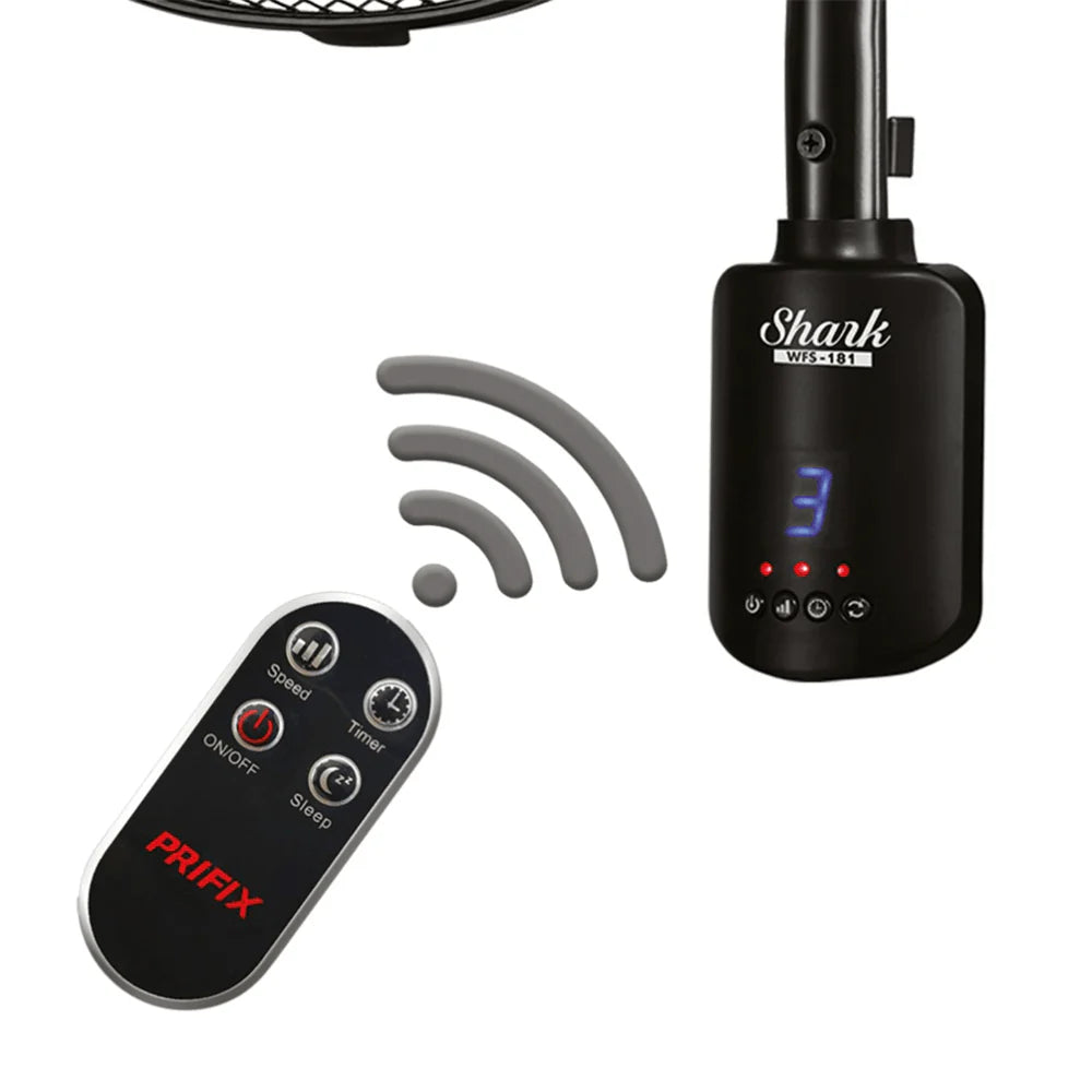 مروحة حائط بريفيكس شارك 18بوصة مع ريموت كنترول أسود WFS-181 6224008439929