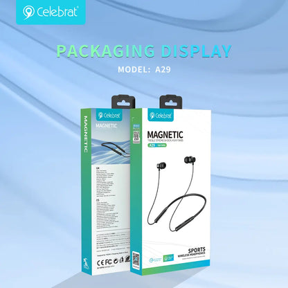 سماعة رأس رياضية لاسلكية Celebrat A29 مثبتة على الرقبة أسود 6925146988804