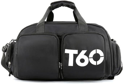 حقيبة T60 رياضية حقيبة ظهر مع جيب حذاء مقاوم للماء أسود AUF50001