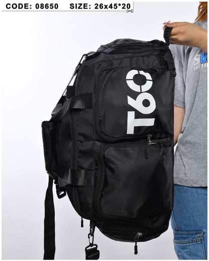 حقيبة T60 إصدار جديد رياضية حقيبة ظهر مع جيب حذاء مقاوم للماء أسود AUF500013