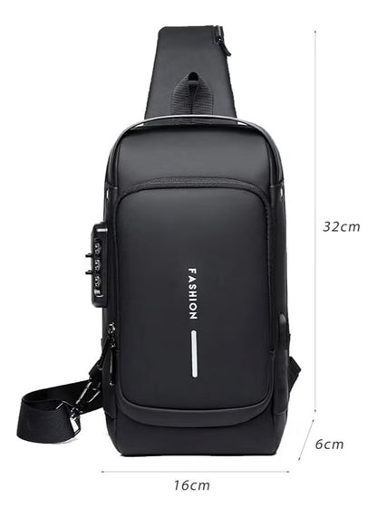 Bag Anti theft shoulder with USB charging port Black AUF50006