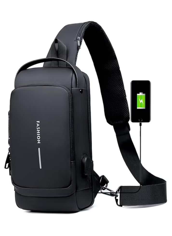 Bag Anti theft shoulder with USB charging port Black AUF50006