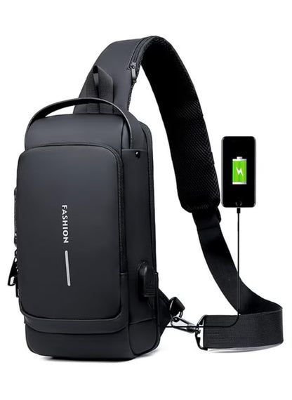 Bag Anti theft shoulder with USB charging port Black AUF50006