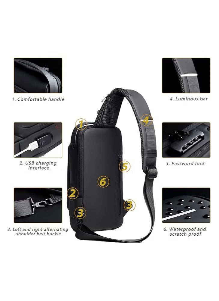 Bag Anti theft shoulder with USB charging port Black AUF50006