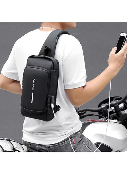 Bag Anti theft shoulder with USB charging port Black AUF50006