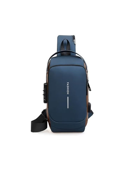 Bag Anti theft shoulder with USB charging port Navy AUF50007