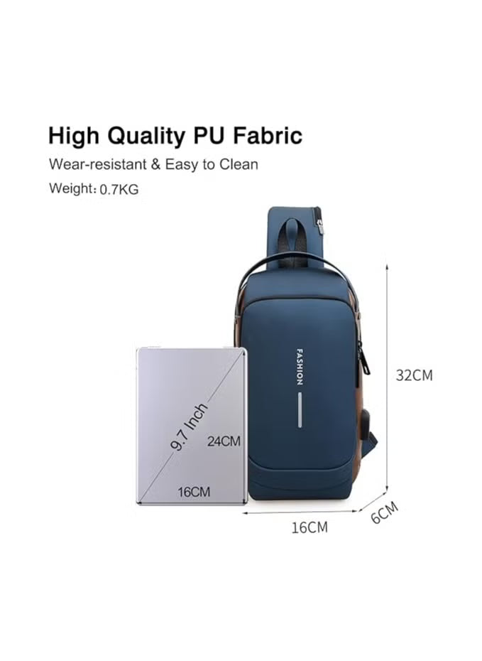 Bag Anti theft shoulder with USB charging port Navy AUF50007