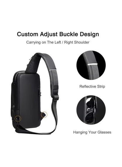 Bag Anti theft shoulder with USB charging port Navy AUF50007