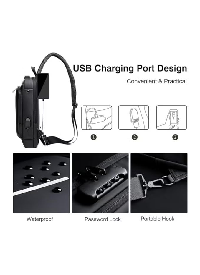 Bag Anti theft shoulder with USB charging port Navy AUF50007