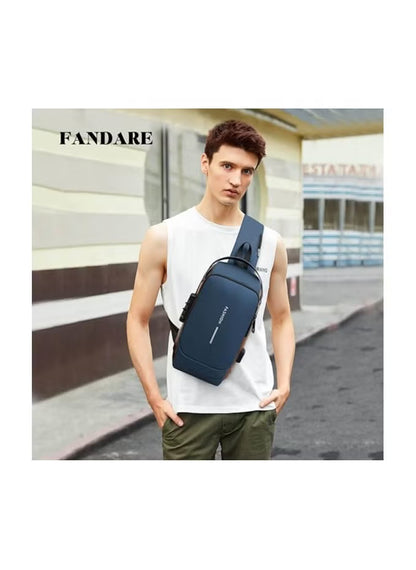 Bag Anti theft shoulder with USB charging port Navy AUF50007