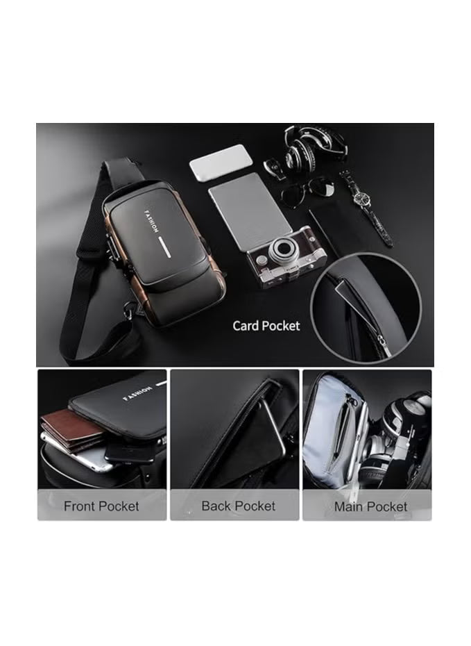 Bag Anti theft shoulder with USB charging port Navy AUF50007